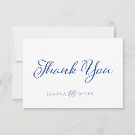 Tarjeta De Agradecimiento Marseilles Bleu Elegant Calligraphy Simple Boda