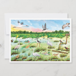 Tarjeta De Agradecimiento Marsh Wetlands Flat Greeting Card