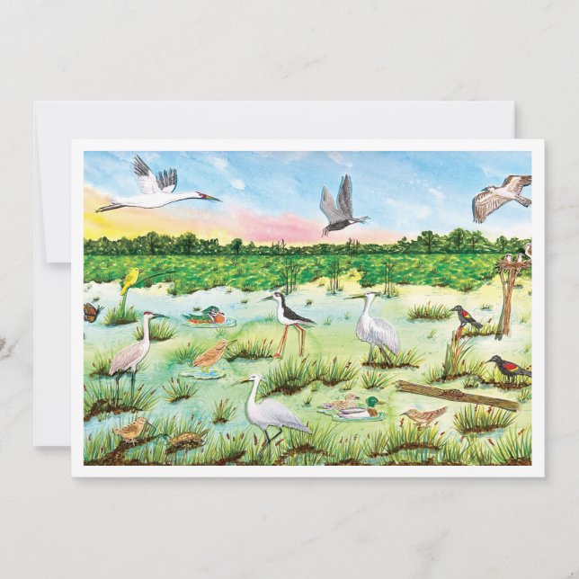 Tarjeta De Agradecimiento Marsh Wetlands Flat Greeting Card (Anverso)