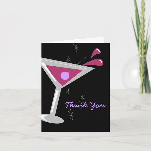 Tarjeta De Agradecimiento Martini Cocktail in Purple Thank You Card (Anverso)