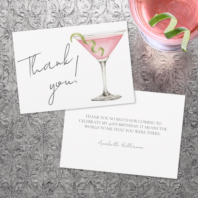 Tarjeta De Agradecimiento Martini Un Poco Más Maduro (Tini Bit Older Martini Thank You Card)