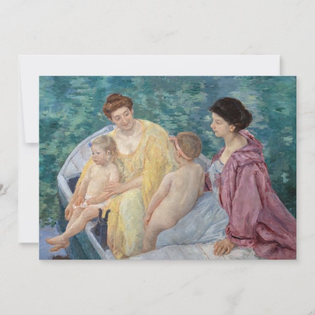 Tarjeta De Agradecimiento Mary Cassatt - Dos madres y niños en un bote (Anverso)