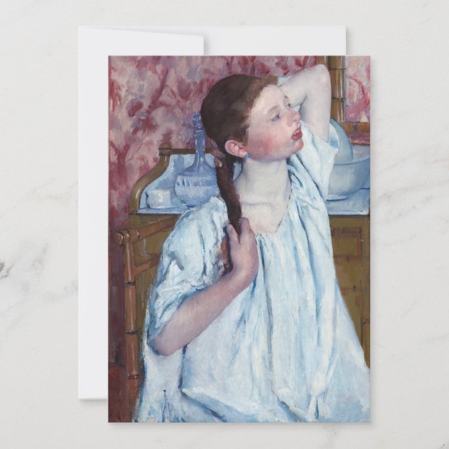 Tarjeta De Agradecimiento Mary Cassatt - Muchacha arreglando su cabello (Anverso)