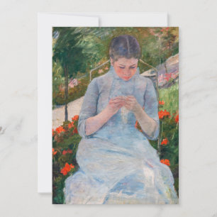 Tarjeta De Agradecimiento Mary Cassatt - Muchacha cosiendo en un jardín