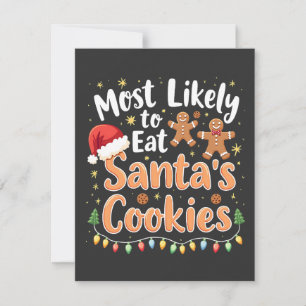 Tarjeta De Agradecimiento Más Propenso a Comer las Galletas de Santa Sombrer
