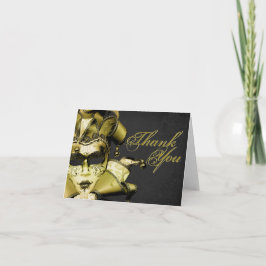 Tarjeta De Agradecimiento Mascarada de oro cepillado