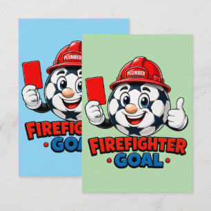 Tarjeta De Agradecimiento Mascota Árbitro de Fútbol Bombero