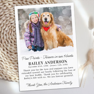 Tarjeta De Agradecimiento Mascota Dog Memorial Personalizado moderno Simpatí