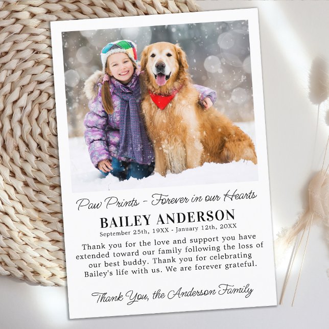 Tarjeta De Agradecimiento Mascota Dog Memorial Personalizado moderno Simpatí (Subido por el creador)