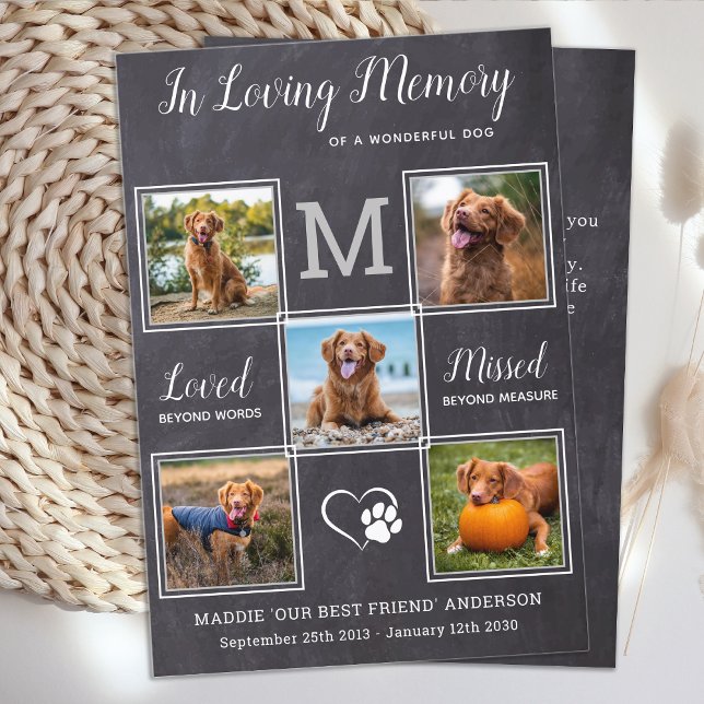 Tarjeta De Agradecimiento Mascota Pérdida 5 Simpatía en memoria de perro Per (Subido por el creador)