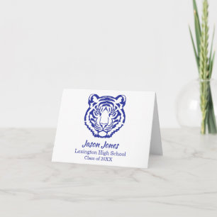Tarjeta De Agradecimiento Mascota Tigres Azul y Blanco Graduación