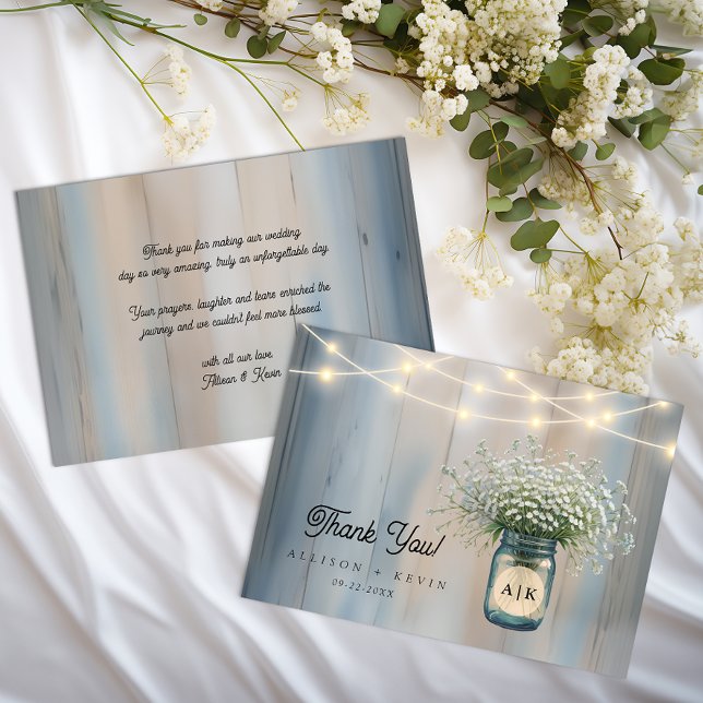 Tarjeta De Agradecimiento Mason Jar Boda de la respiración de un bebé ruso (Thank You Card)