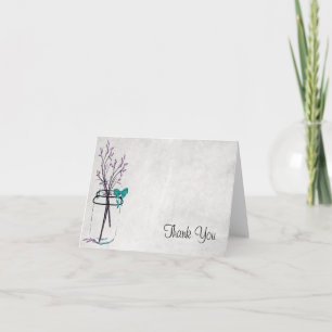Tarjeta De Agradecimiento Mason Jar con ramas púrpura - Gracias