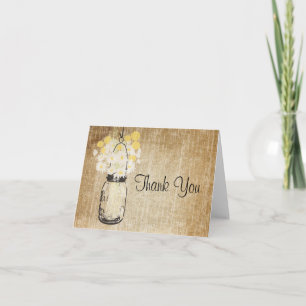 Tarjeta De Agradecimiento Mason Jar Daisies y Billy Balls rusos