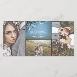 Tarjeta De Agradecimiento Mason Jar Firefly ilumina Boda ruso gracias