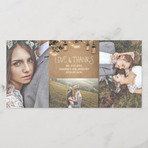 Tarjeta De Agradecimiento Mason Jar Firefly ilumina Boda ruso gracias