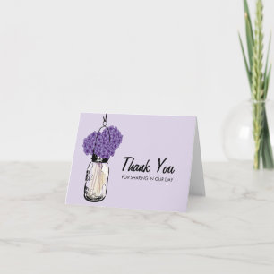 Tarjeta De Agradecimiento Mason Jar rellena con Hydrangea Flowers