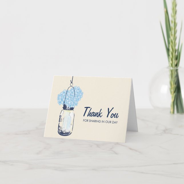 Tarjeta De Agradecimiento Mason Jar rellena con Hydrangea Flowers (Anverso)