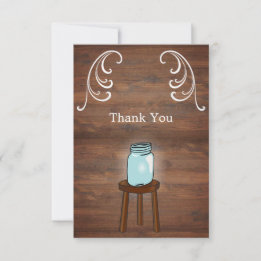 Tarjeta De Agradecimiento Mason Jar Rustic Boda
