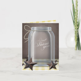 Tarjeta De Agradecimiento Mason Jar Rustic Stars Yellow Gracias a las cartas