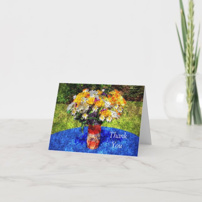 Tarjeta De Agradecimiento Mason Jar Summer Floral Bouquet (Anverso)