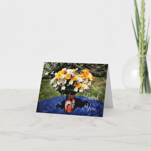 Tarjeta De Agradecimiento Mason Jar Summer Floral Bouquet (Anverso)