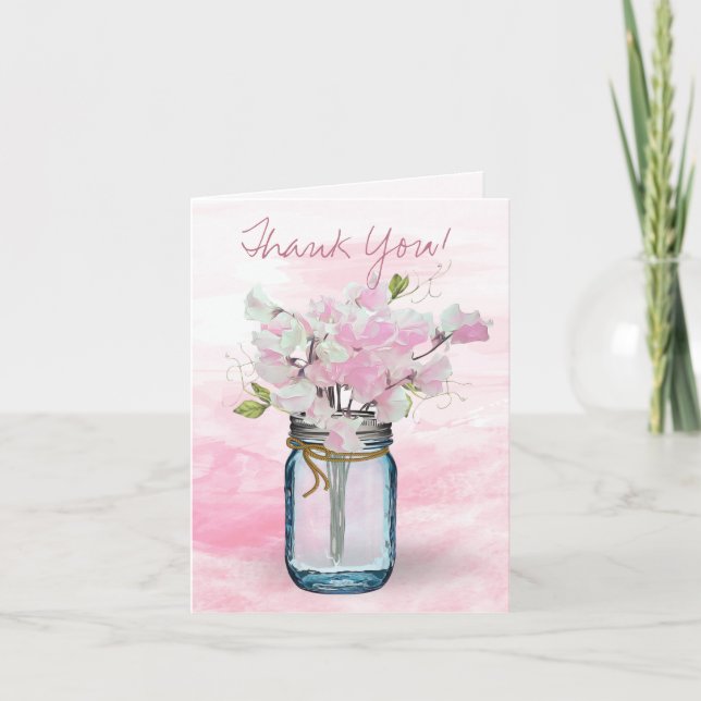 TARJETA DE AGRADECIMIENTO MASON JAR WATERCOLOR PINCHA PÁGINA (Anverso)