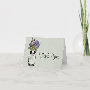 Tarjeta De Agradecimiento Mason Jar Wildflowers de Madera Rusa
