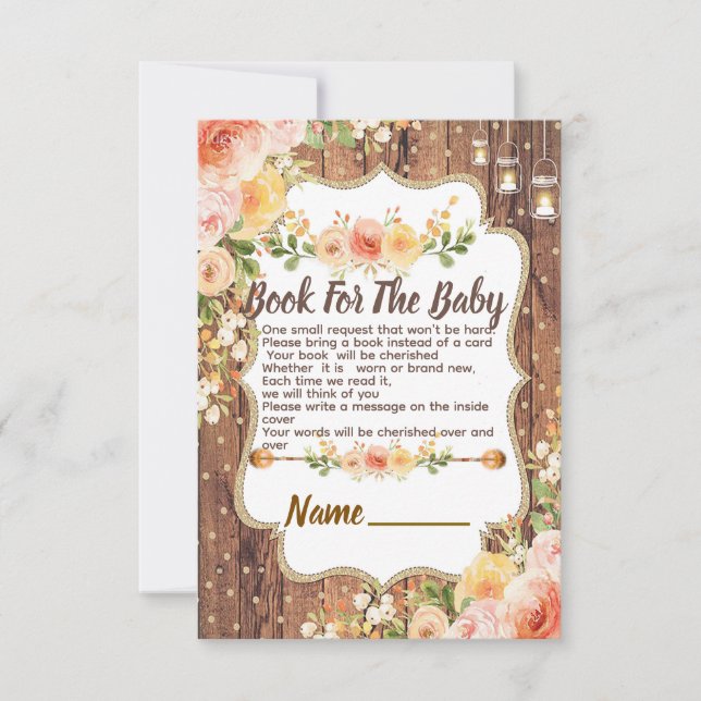 Tarjeta De Agradecimiento Mason Jar with a rustic flowers book for the  card (Anverso)