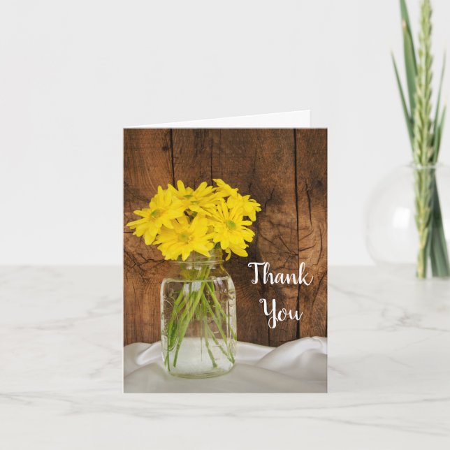 Tarjeta De Agradecimiento Mason Jar y Daisies Country Bridesmaid Gracias (Anverso)