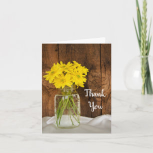 Tarjeta De Agradecimiento Mason Jar y Daisies Country Bridesmaid Gracias