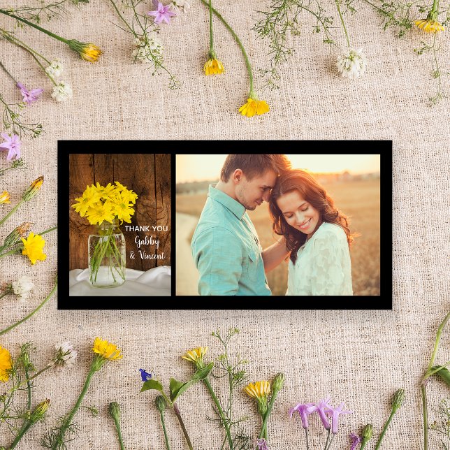 Tarjeta De Agradecimiento Mason Jar y Daisies Country Wedding Gracias (Subido por el creador)
