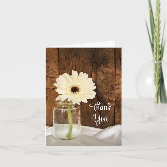 Tarjeta De Agradecimiento Mason Jar y Daisy Country Bridesmaid Gracias (Anverso)