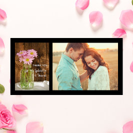 Tarjeta De Agradecimiento Mason Jar y Pink Daisies Barn Boda Gracias