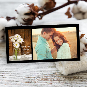 Tarjeta De Agradecimiento Mason Jar y White Daisies Barn Boda Gracias