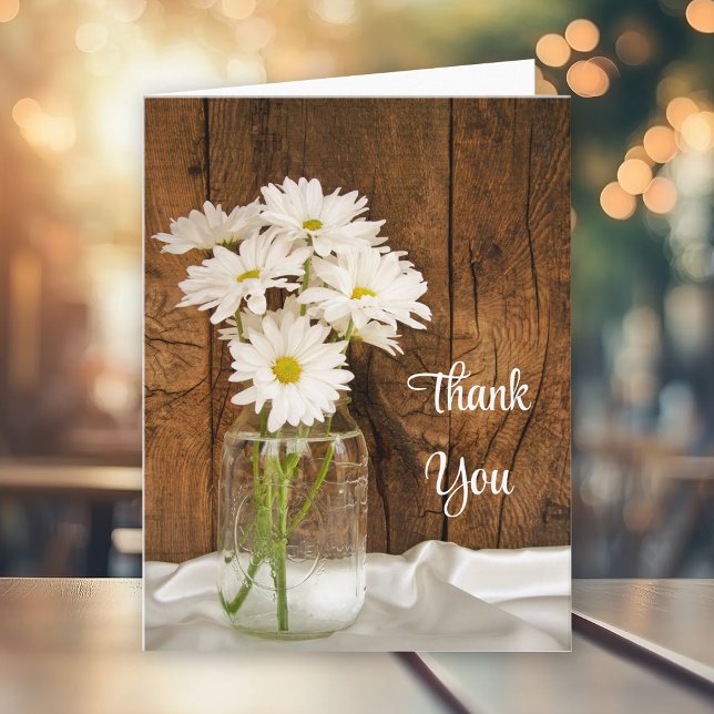 Tarjeta De Agradecimiento Mason Jar y White Daisies Country Gracias (Subido por el creador)