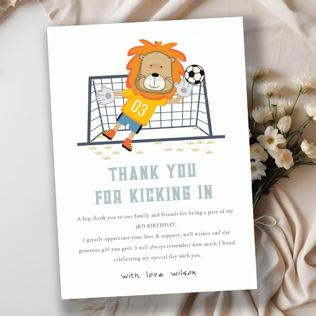 Tarjeta De Agradecimiento Matar al portero del león Jugador de fútbol Niños  (Subido por el creador)