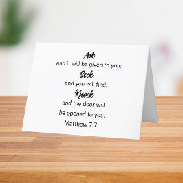 Tarjeta De Agradecimiento Mateo 7:7 Pregúntenle a Seek Knock Bible Verse