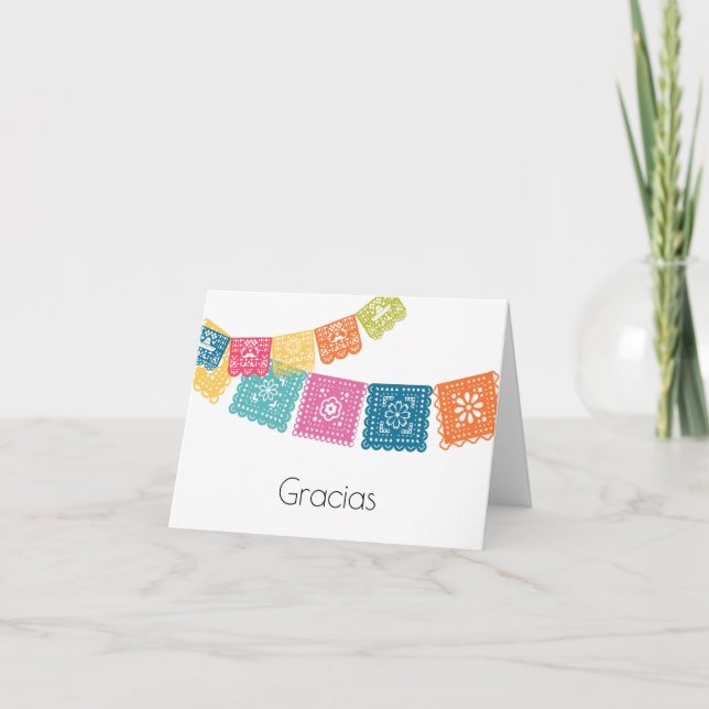 Tarjeta De Agradecimiento Matrimonio - Boda - Papel Picado Boda (Anverso)