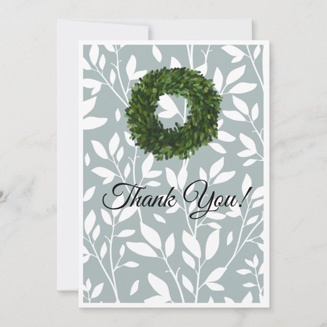 Tarjeta De Agradecimiento Matrimonio de campo de hoja de vino verde (Anverso)