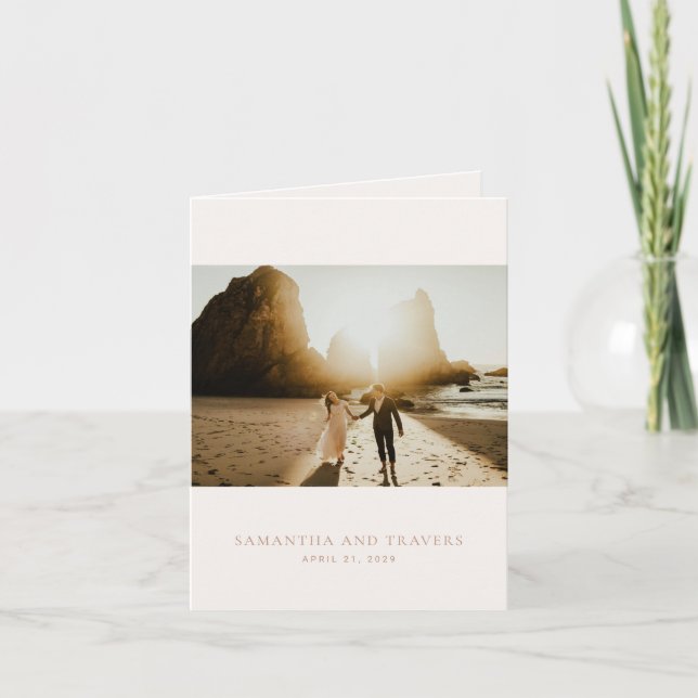 Tarjeta De Agradecimiento Matrimonio elegante neutral de tierra tradicional (Anverso)