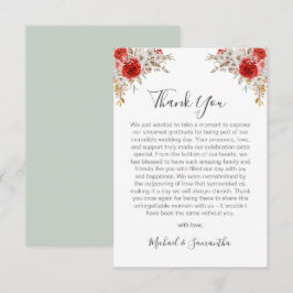 Tarjeta De Agradecimiento Matrimonio rústico-Rosa-rural