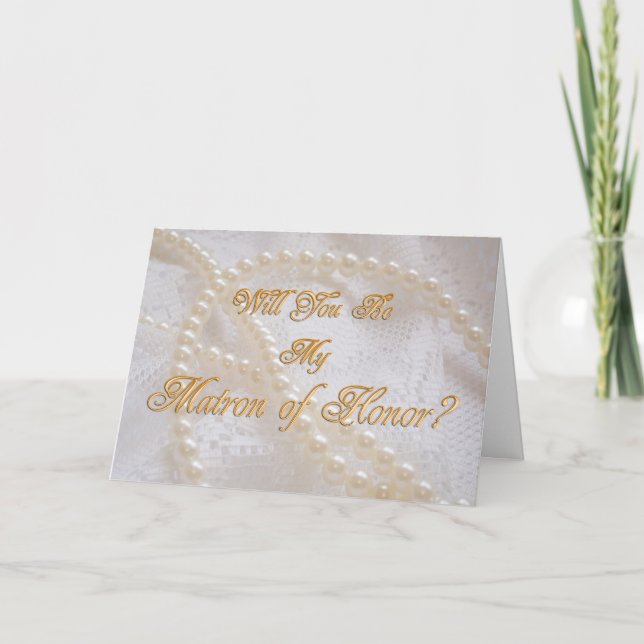 Tarjeta De Agradecimiento Matrón de honor con perlas (Anverso)