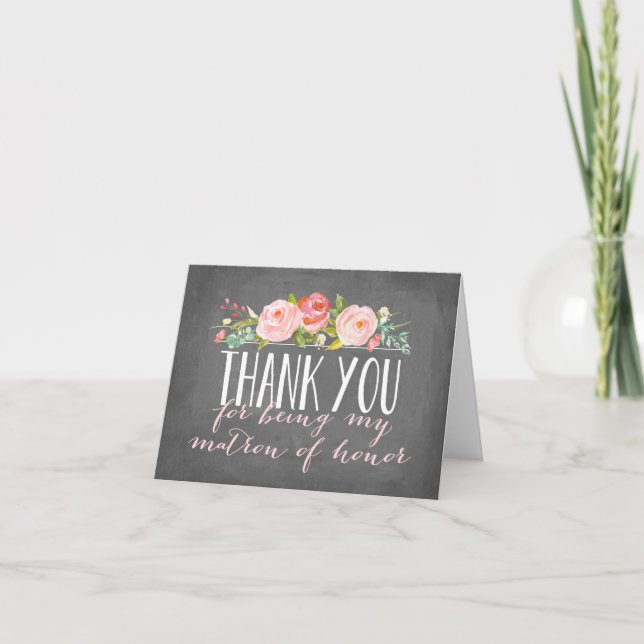 Tarjeta De Agradecimiento Matrón de honor gracias | Bridesmaid (Anverso)
