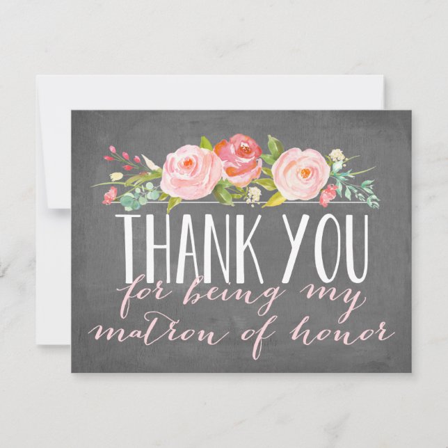 Tarjeta De Agradecimiento Matrón de honor gracias | Bridesmaid (Anverso)
