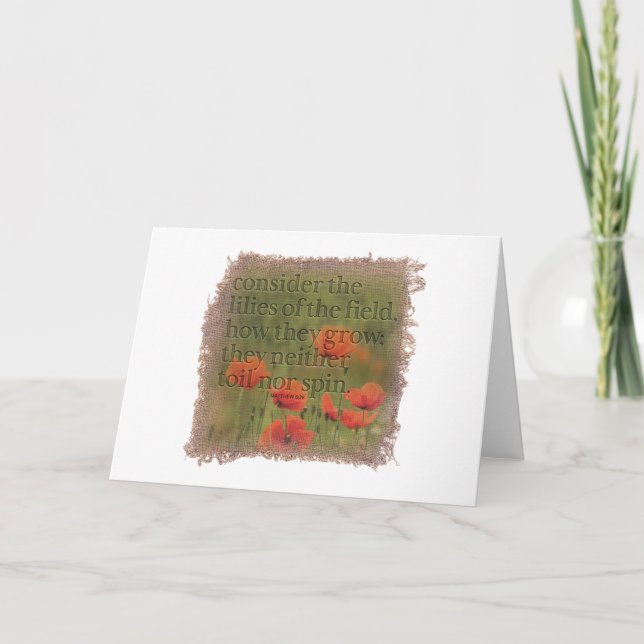 Tarjeta De Agradecimiento MATTHEW 6:28 - Greeting Card (Anverso)
