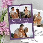 Tarjeta De Agradecimiento Mauve Elegant Gracias Collage de fotos Boda<br><div class="desc">Elegante Boda elegante Minimalista con manga y carta 3 Collage de fotos Tarjeta de agradecimiento en color malva morado. Elegante plantilla de tarjeta de agradecimiento boda con tres fotos en la parte delantera y una en la parte posterior. Con el texto "Amor y agradecimiento" en una caligrafía cursiva con letras...</div>