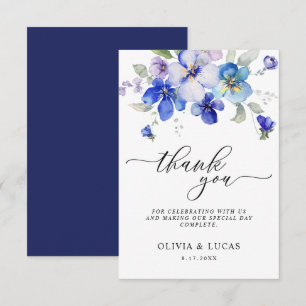 Tarjeta De Agradecimiento Mauve floral de lavanda de la marina de bodas de p