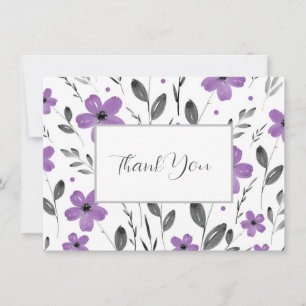 Tarjeta De Agradecimiento Mauve Grey Five Petter Watercolor Floral Motif