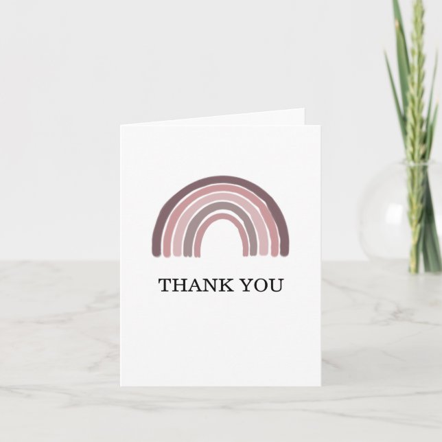 Tarjeta De Agradecimiento Mauve Rainbow Baby Shower (Anverso)